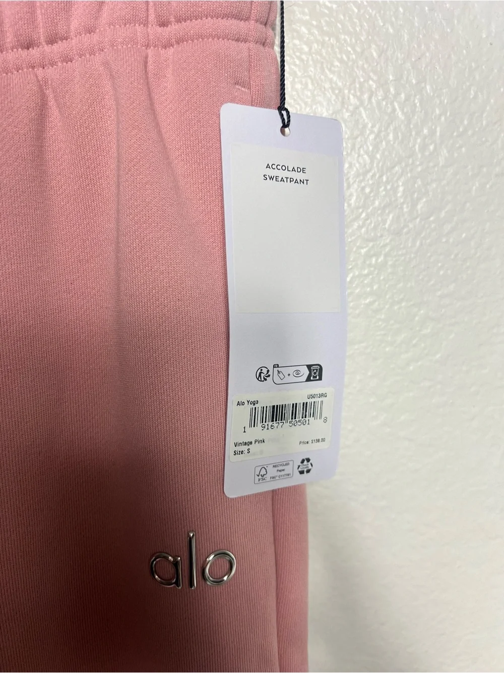 ALO Yoga Accolade Sweatpant Vintage Pink Small NWT